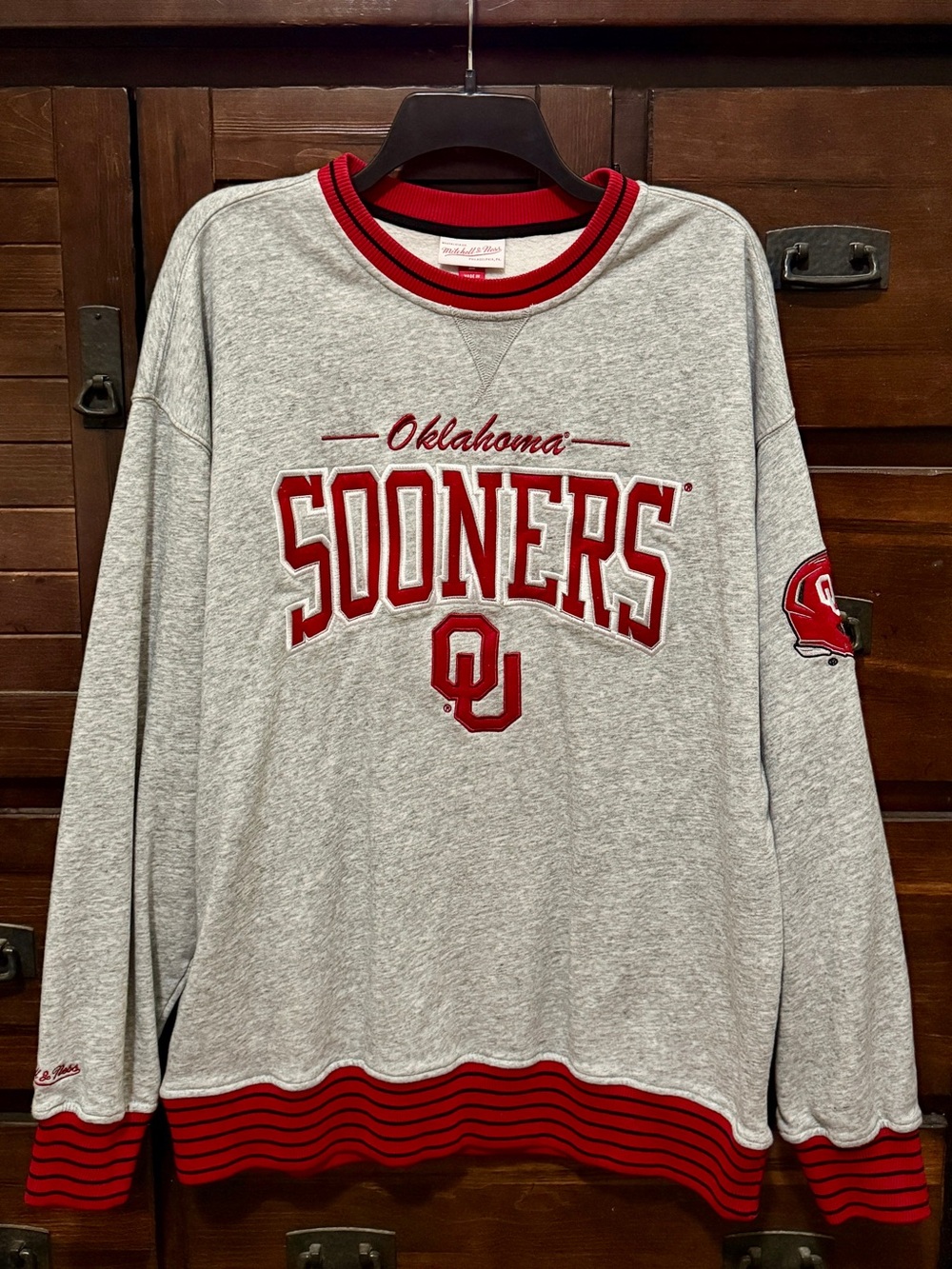 Mitchell & Ness Oklahoma Sooners Football Gray Throwback Fleece Sweatshirt